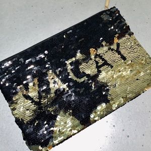 Magic Sequins Vacay Palm Tree Cosmetics Bag